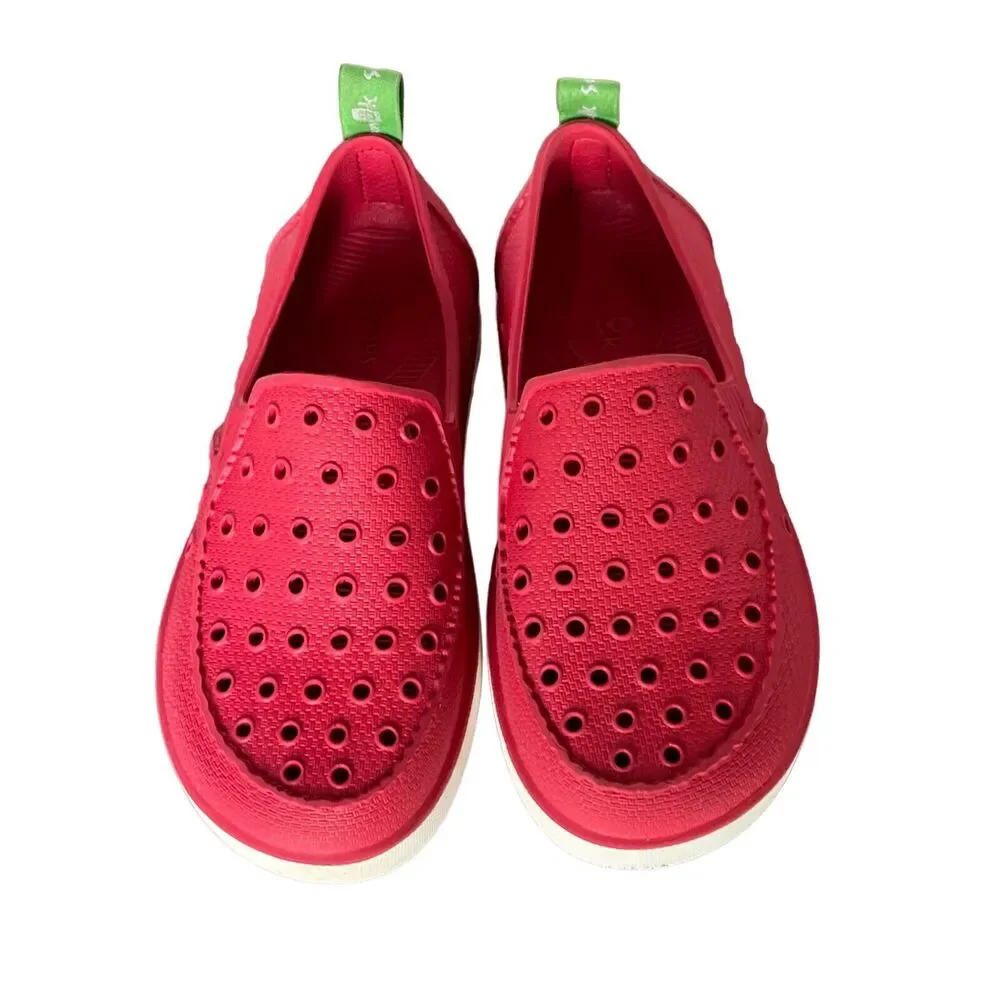 Sanuk Water Shoes Girls‎ Lil Walker 2.5 Red Loafer Flat Slip On Washable Beach